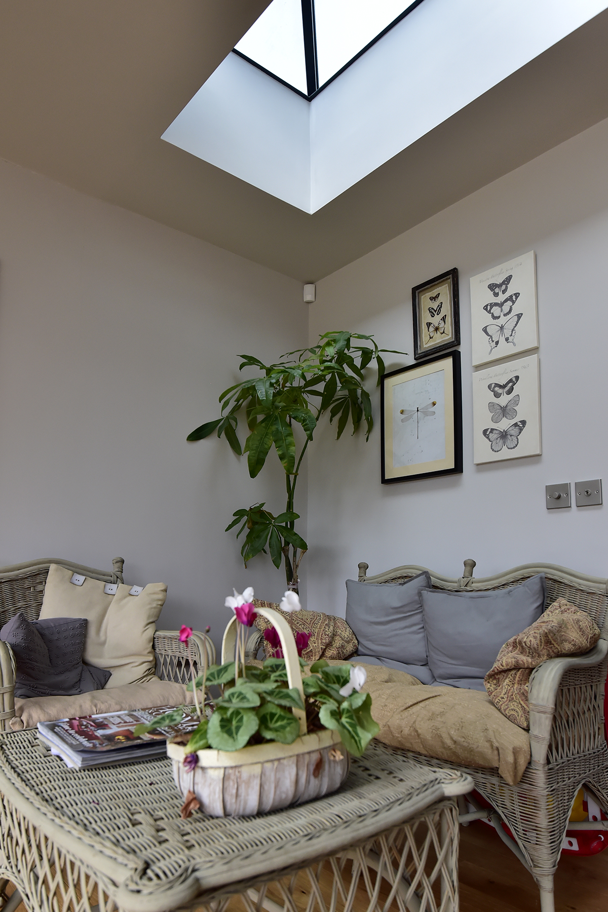 Sun Room with Roof Light Window. Interior Design by Sarah Maidment Interiors,Brighton, Hove and East Sussex