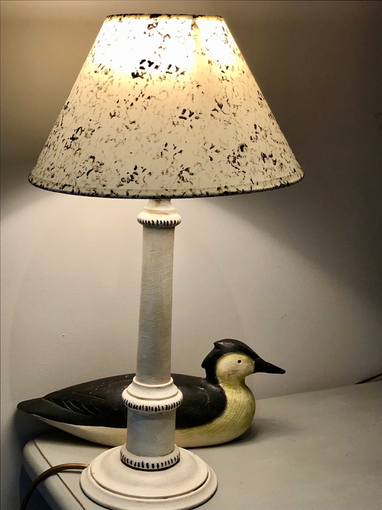 A styled lampshade and ornamental duck by Home Staging Services from Sarah Maidment Interiors, interior designer, Berkhamsted, St Albans, Herts