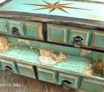 A drawer unit with map decoupage - a blog post by Sarah Maidment Interiors, interior designer, Berkhamsted, St. Albans, Hertfordshire