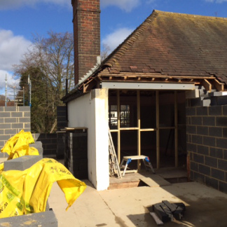 Extension Building in Progress - a project managed by Sarah Maidment Interiors, Berkhamsted, Hertfordshire